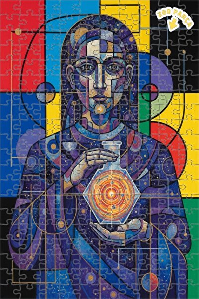 Teona Ahşap لوحة زيتية لامرأة علوم فلكية بمظهر عصري، لغز خشبي بإطار ذو طابقين...