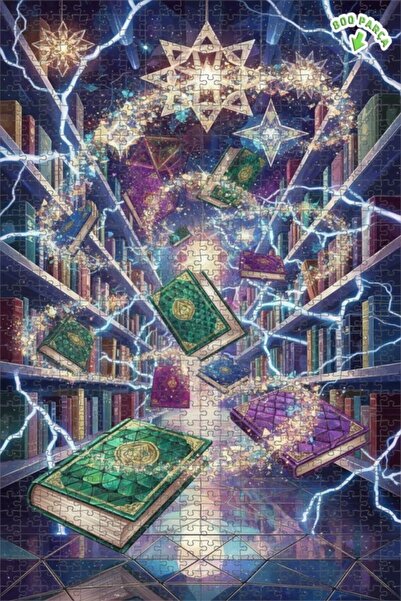 Teona Ahşap لغز خشبي بمظهر لوحة زيتية يصور سحر المكتبات الغامضة، 800 قطعة، 70...