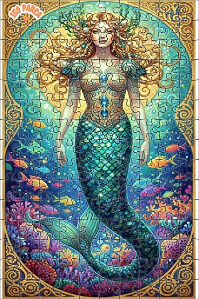 Teona Ahşap Fairy Tale Mermaid Oil Painting Lookalike Art Double Layer Framed...