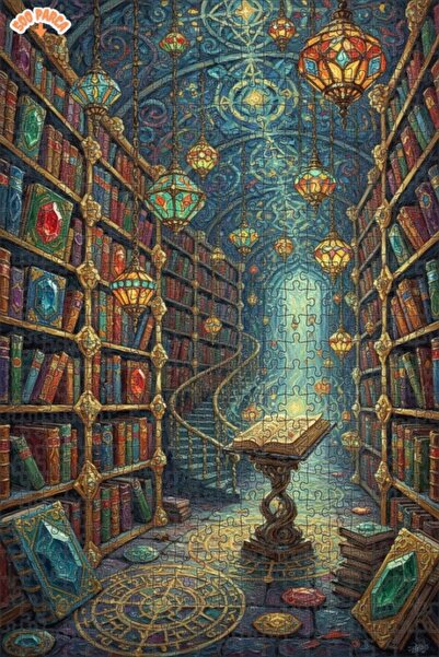 Teona Ahşap لغز فني بمظهر لوحة زيتية لمكتبة غامضة 500 قطعة 50×30
