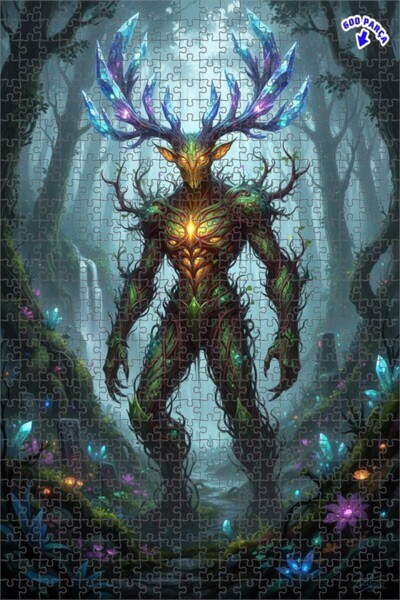 Teona Ahşap لغز فني بتصميم غابة ووحش ذو قرون كريستالية، مظهر لوحة زيتية، 600 ...