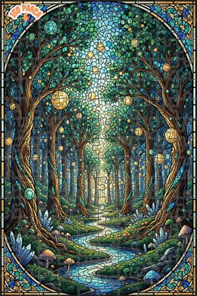 Teona Ahşap لغز خشبي بمظهر فسيفساء الغابة الخيالية، لغز خشبي بإطار مزدوج الطب...