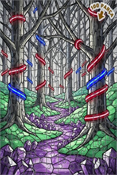 Teona Ahşap لغز خشبي بإطار مزدوج الطبقات بتصميم غابة كريستالية غامضة، 100 قطع...