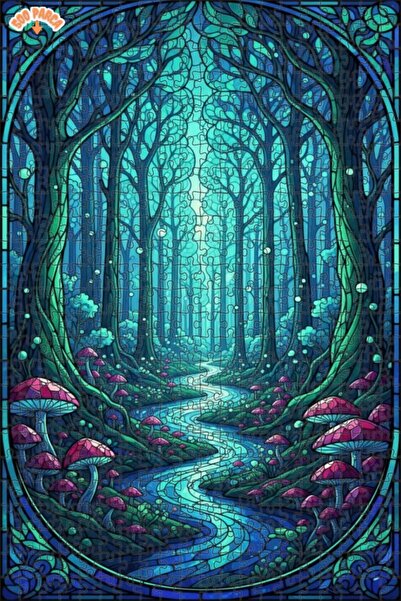 Teona Ahşap لغز خشبي مؤطر من طابقين بتصميم فني من الفسيفساء الزجاجية لمسار نه...