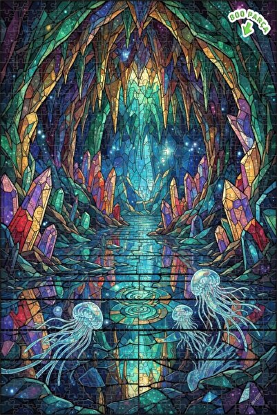 Teona Ahşap لغز خشبي بإطار مزدوج الطبقات بتصميم فني فسيفسائي يشبه كهف الكريست...