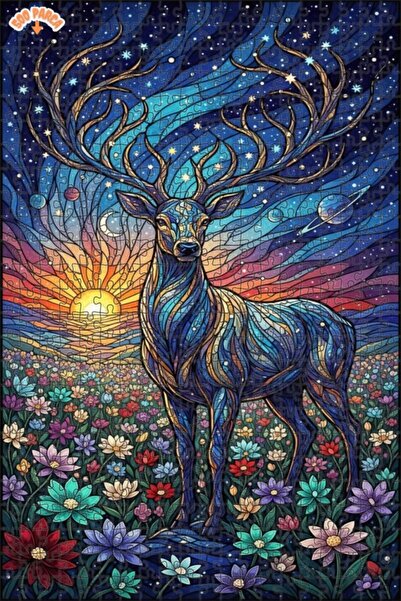 Teona Ahşap لغز خشبي فني من فسيفساء الغزلان الفخمة، لغز خشبي بإطار مزدوج الطب...