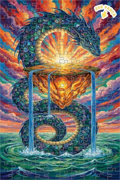 Teona Ahşap لغز فني بمظهر لوحة زيتية لتنين رائع 200 قطعة 25×35