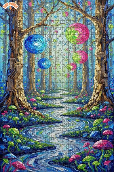 Teona Ahşap لغز خشبي رائع بإطار مزدوج الطبقات بمظهر لوحة زيتية لغابة، 500 قطع...