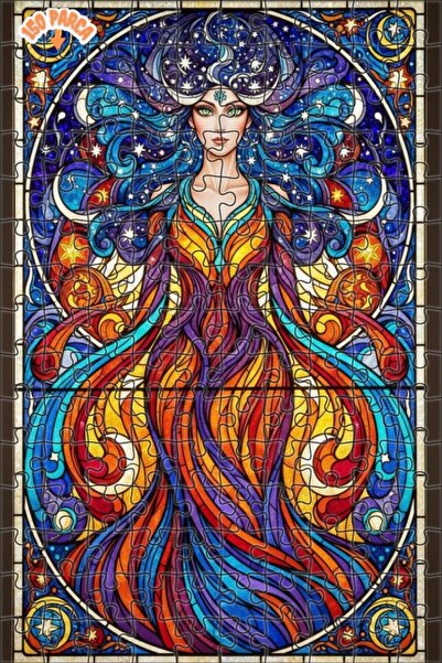 Teona Ahşap لغز خشبي بإطار مزدوج الطبقات من الفن الزجاجي الملون للنساء من سما...