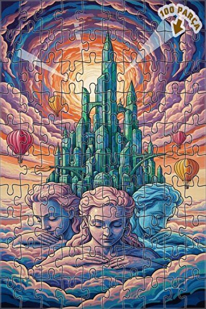 Teona Ahşap لغز خشبي مؤطر بطبقتين من ساحل الزمرد في أوز، 100 قطعة، 25×25