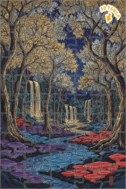 Teona Ahşap لغز خشبي بمظهر لوحة زيتية لشلالات الغابة الغامضة 50 قطعة 15×25