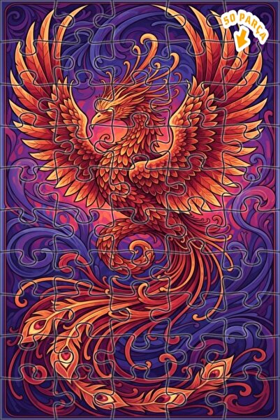 Teona Ahşap لغز خشبي رائع بإطار مزدوج الطبقات بمظهر لوحة زيتية لطائر الفينيق ...