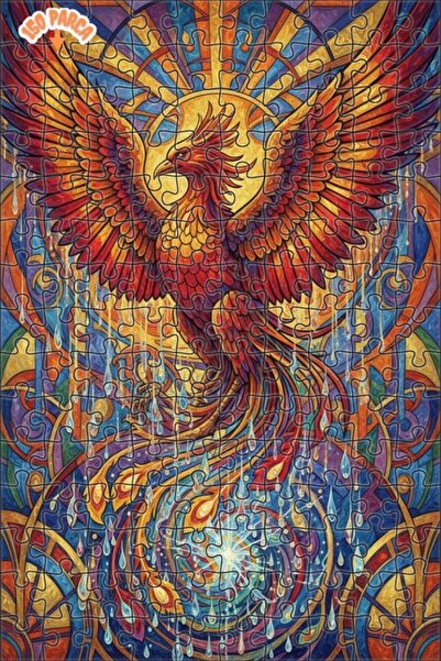 Teona Ahşap Gorgeous Emerald Bird Artwork Double Layer Framed Wooden Puzzle 1...