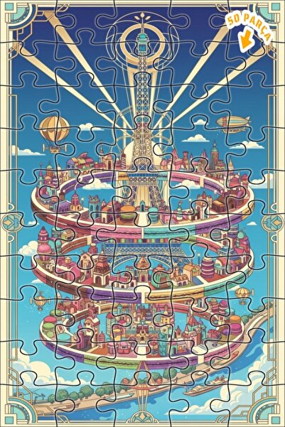 Teona Ahşap لغز خشبي بإطار من طابقين من آرت ديكو باريس دريم 50 قطعة 15x25