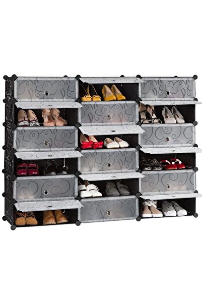 Twinkle Mart 18 Cube Double Plastic Modular Storage Closet Organizer Cabinet ...