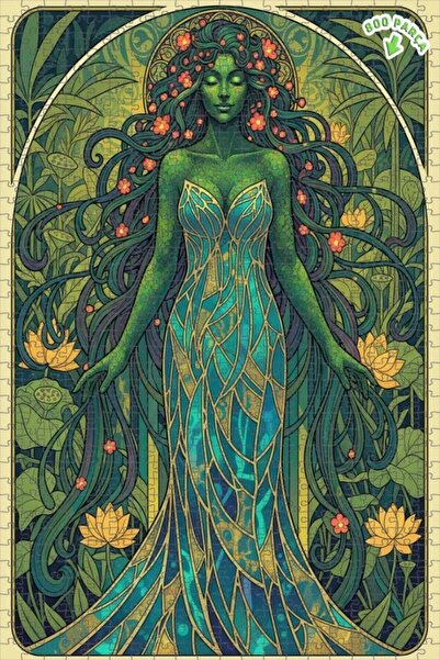 Teona Ahşap لغز خشبي مؤطر بطبقتين بتصميم الجنية الخضراء الطبيعية 800 قطعة 70×50