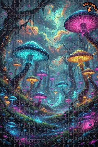 Teona Ahşap لوحة زيتية فنية رقمية لغابة الفطر السحرية، لوحة خشبية مؤطرة بطبقت...