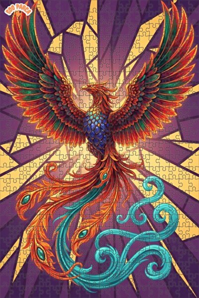 Teona Ahşap Phoenix Artwork Printed Double Layer Framed Wooden Puzzle 500 Pie...
