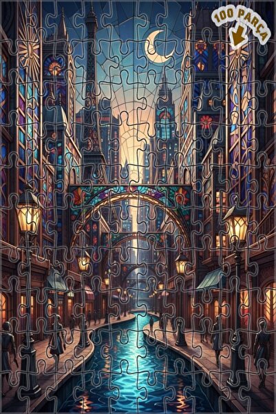 Teona Ahşap لغز خشبي مزدوج الطبقات بإطار من الزجاج الملون على شكل قناة باريس ...