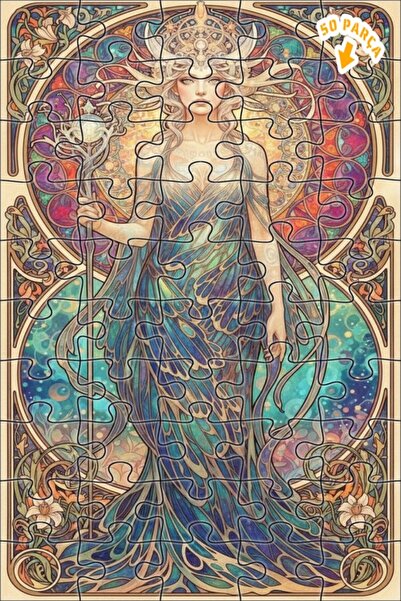 Teona Ahşap لغز خشبي بإطار مزدوج الطبقات بنمط الملكة على طراز آرت نوفو بمظهر ...