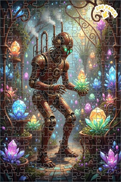 Teona Ahşap لغز فني على شكل روبوت ستيمبانك بتصميم حديقة كريستالية بمظهر لوحة ...