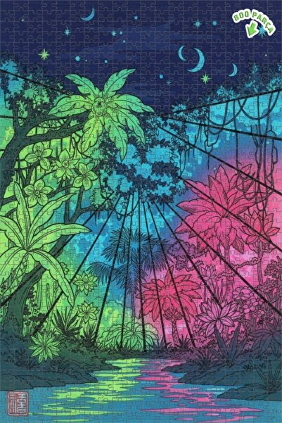 Teona Ahşap لغز خشبي مؤطر بطبقتين بمظهر لوحة زيتية لليلة الغابة الغامضة 800 ق...