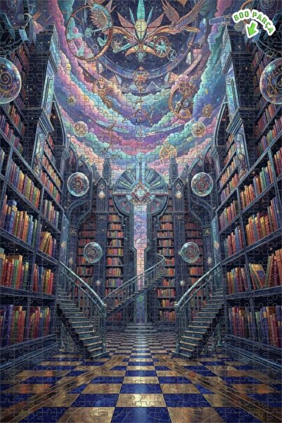 Teona Ahşap لغز خشبي مؤطر بطبقتين بمظهر لوحة زيتية يصور الكون المكتبي الغامض،...