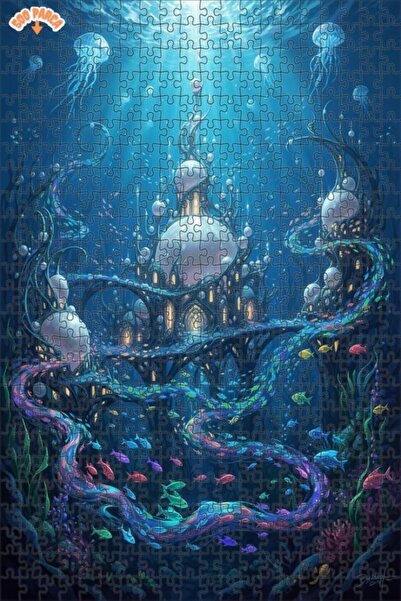 Teona Ahşap لغز خشبي مؤطر بطبقتين بمظهر مدينة أتلانتس الخيالية مع مشهد مائي 5...