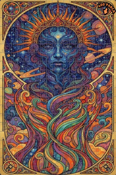 Teona Ahşap لغز خشبي كبير بإطار مزدوج الطبقات بمظهر فني مائي يشبه الوجوه الكو...