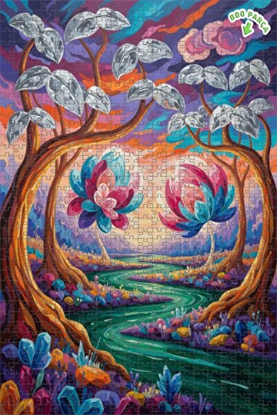 Teona Ahşap لغز خشبي بمظهر زهور الغابة السحرية بمظهر اللوحات الزيتية 800 قطعة...