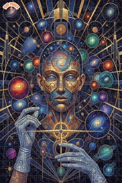 Teona Ahşap لغز خشبي بتصميم آرت ديكو يعكس الحكمة الكونية 500 قطعة 50×30