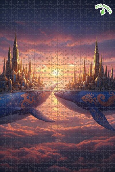 Teona Ahşap لوحة زيتية رائعة لمنظر مدينة الحوت، لغز خشبي بإطار مزدوج الطابق 8...