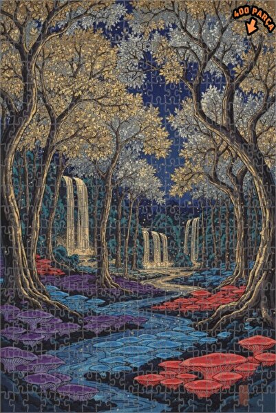 Teona Ahşap لغز خشبي بمظهر لوحة زيتية لشلالات الغابة الغامضة 400 قطعة 35×35