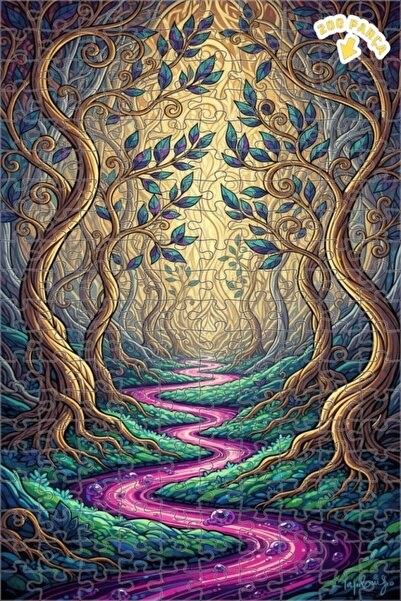 Teona Ahşap لغز خشبي مؤطر بطبقتين من ماركة ماجيكال فورست ريفر 200 قطعة 25×35