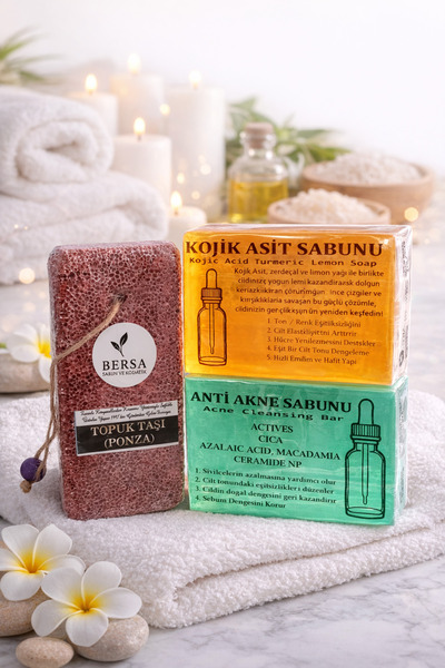 Bersa Sabun ve Kozmetik Turmeric Kojic Acid Soap and Anti-Acne Soap Heel Ston...