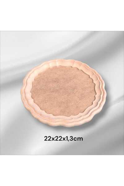 SEKAY AHŞAP Ham Ahşap-boyanabilir-yuvarlak-küçük boy dekoratif Sunumluk Tepsi