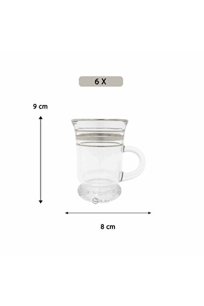 SQF Silver-striped tea set with saucer