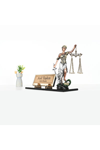 shop Bronz Cam Masaüstü İsimlik, El Boyaması Themis Adalet Heykeli, Hakim Sav...