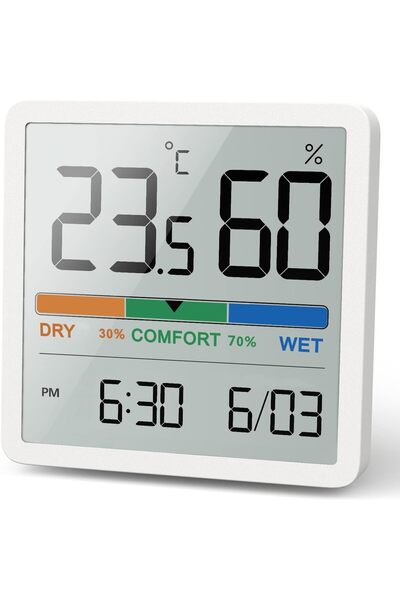 Bogadini Termo-higrometru digital de interior cu afisaj LCD si indicator de c...