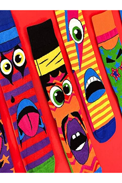 HNSOCKS RENKLİ ÇORAP MAFYASI Hnsock Colorful Patterned Unisex Below-Knee Sock...