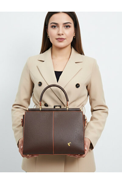 Çanta Trend Miami Polo Clup Special Design Textured Leather-Look Classic Wome...