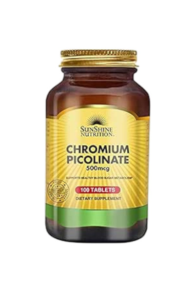 SUNSHINE Nutrition Chromium Picolinate 500mcg Tablets, 100 Pieces