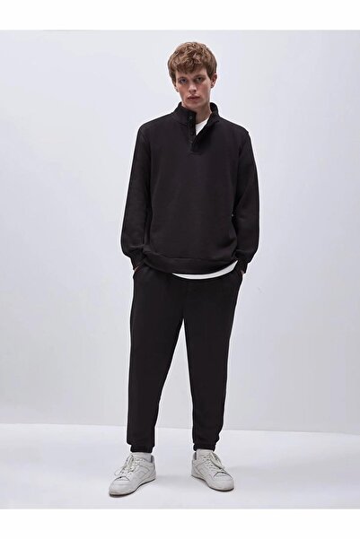 Ltb Uzun Kollu Yarım Fermuarlı Regular Siyah Sweatshırt