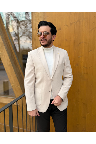 Avni Ceylan Pearl Tone Velvet Single Button Blazer Jacket