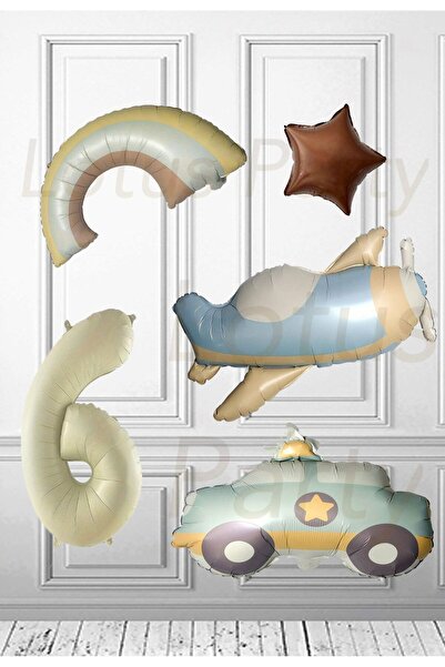 LOTUS PARTY Ρετρό μπαλόνι αυτοκινήτου αστυνομίας - Ρετρό μπαλόνι αεροπλάνου -...