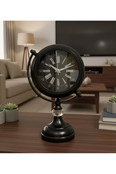 Butik Saat Elmas Modeli Siyah Metal Masa Saati | 31 x 18 xm |