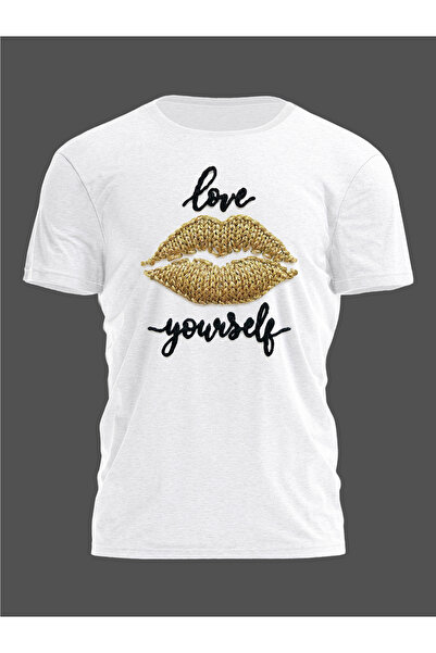 Gadali Aspect cusut unisex Love Your Self cu imprimeu Casual tricou