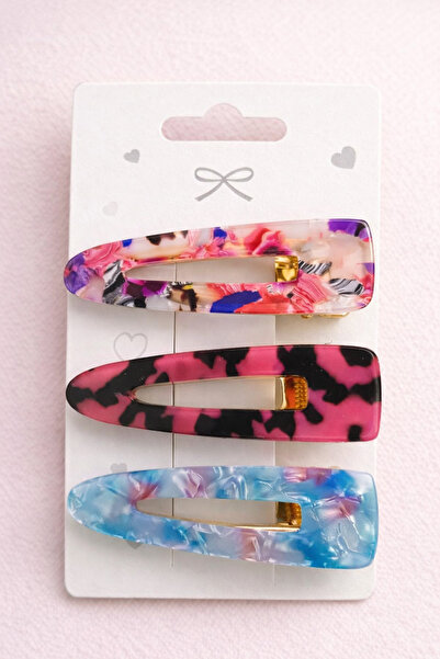 Srctech 3'lü Yeni Trend Kadın Klips Renkli Toka Seti