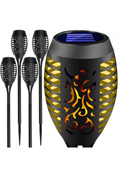 Gardlov Set of 4 - Solar torch garden lamp - LED flame effect, warm white