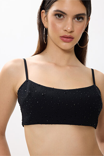 Angle Create Taş Detaylı Askılı Crop Top